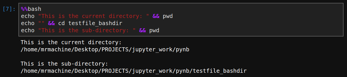 Jupyter Bash Change Directory command