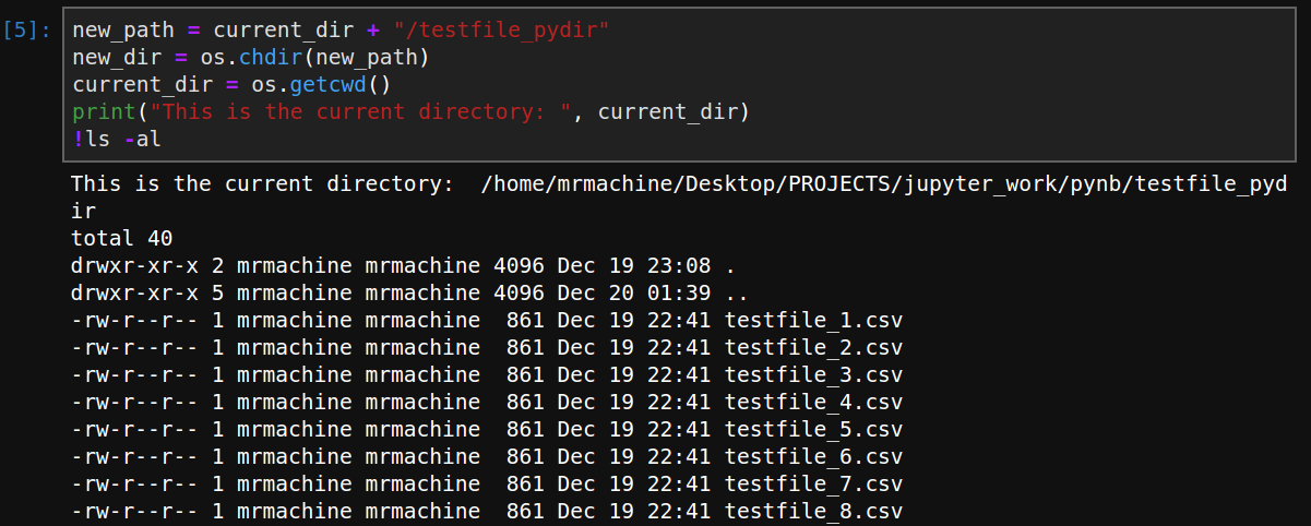 Jupyter Python Change Directory code
