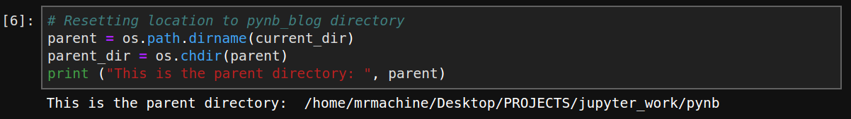 Jupyter Python Reset Current Directory code